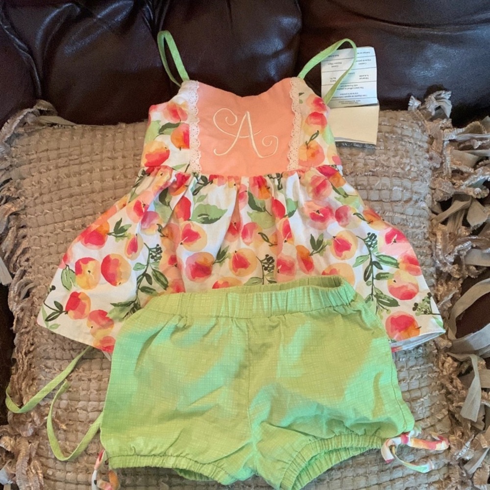 Ric Rac and ruffles short set with A Mono